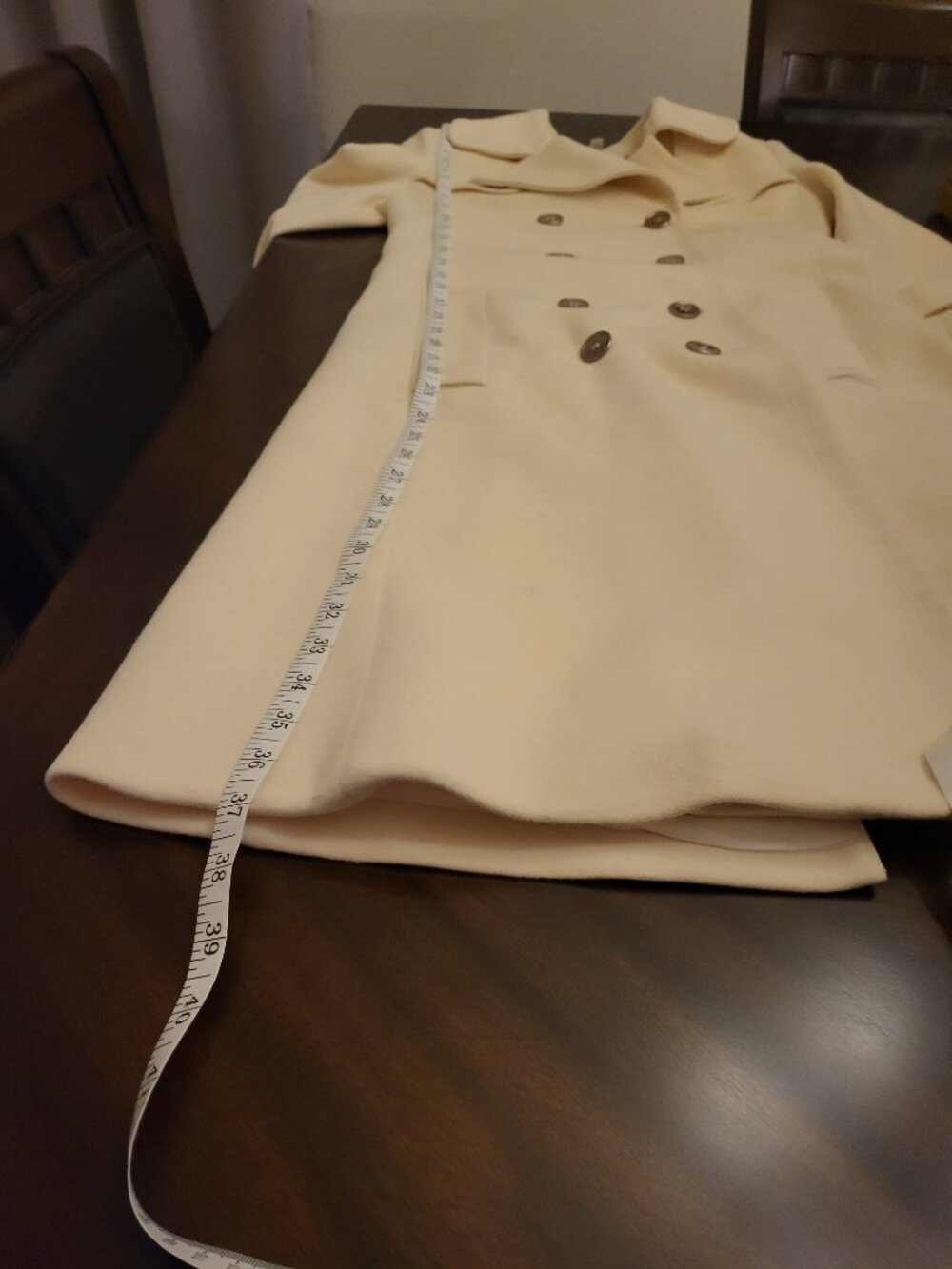 Burberry Cream/White Double Breasted Belted Cashmere‎ Wool Trench Coat US Size 4 - Picture 9 of 9